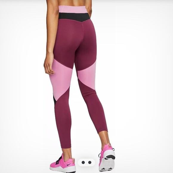 NIKE Women's One High-Waisted 7/8 Leggings | Symmetrical Pattern Pink | Sz. XS - Picture 6 of 10